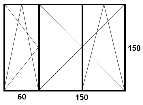 210 x 150 méretű duplán tokosztott panel ablak