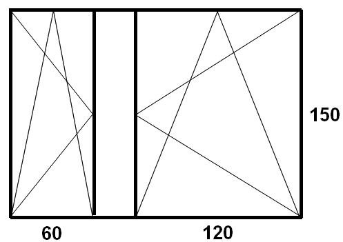 210 x 150 méretű panelablak