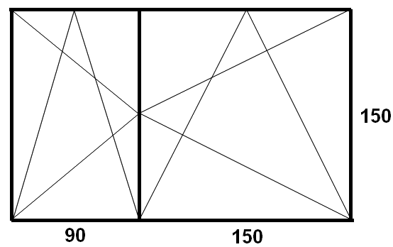 240 x 150 cm méretű tokosztott panel ablak